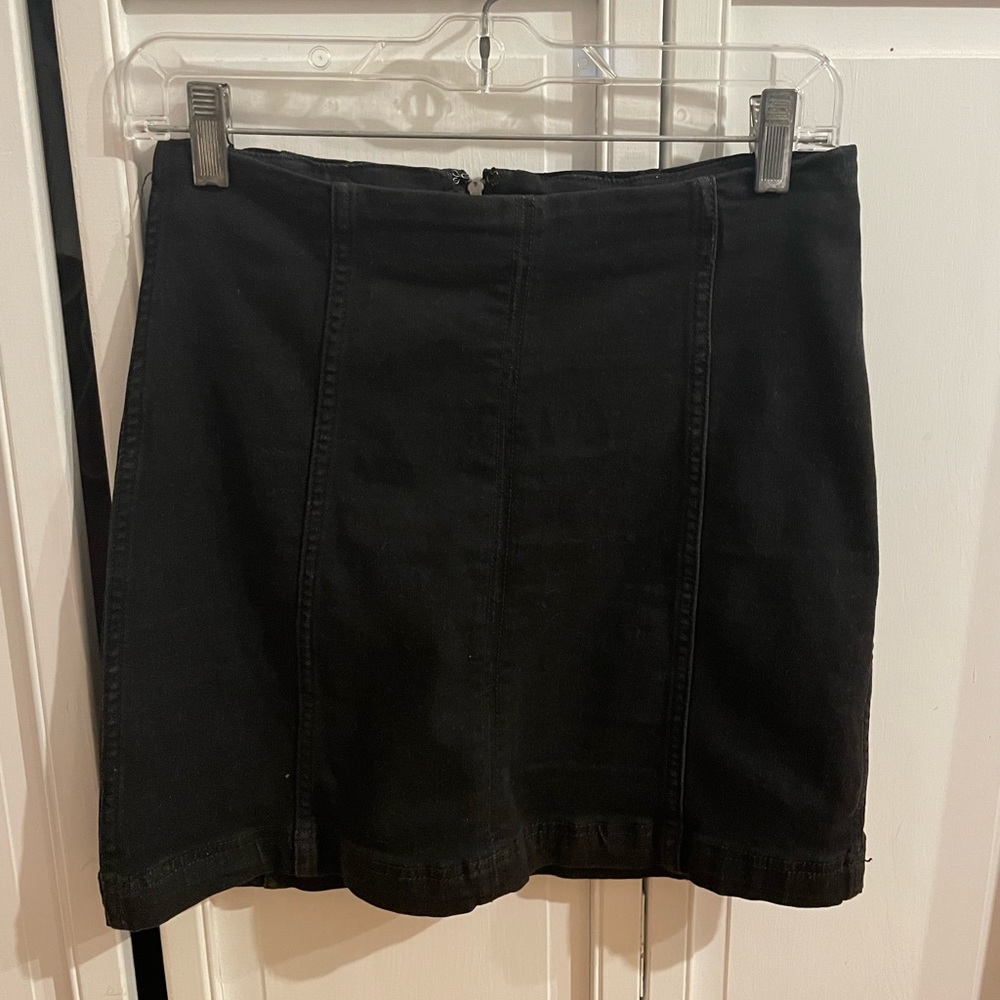 Free People Black Denim Pencil Skirt